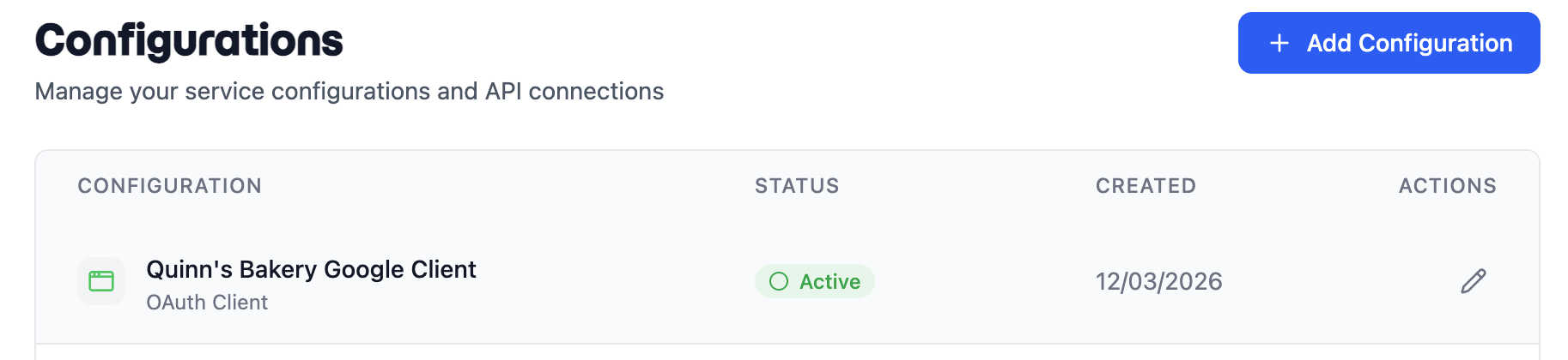 OAuth client created