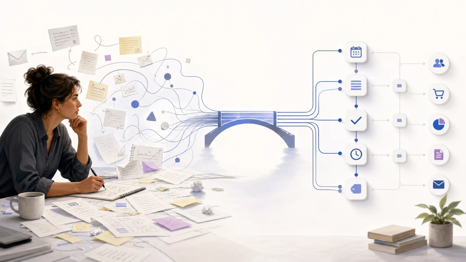 A business owner turns scattered notes and ideas into a clear automated workflow.