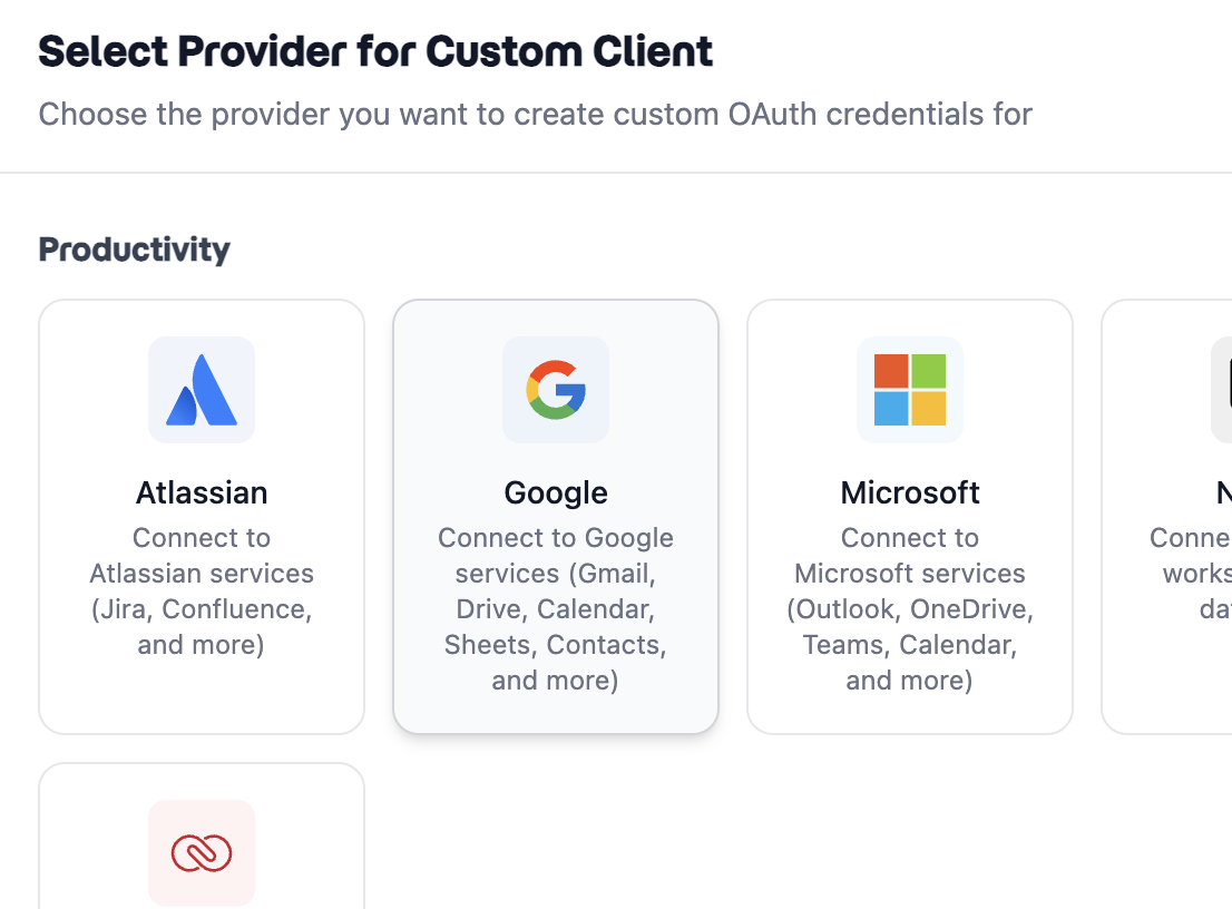 Select Google provider